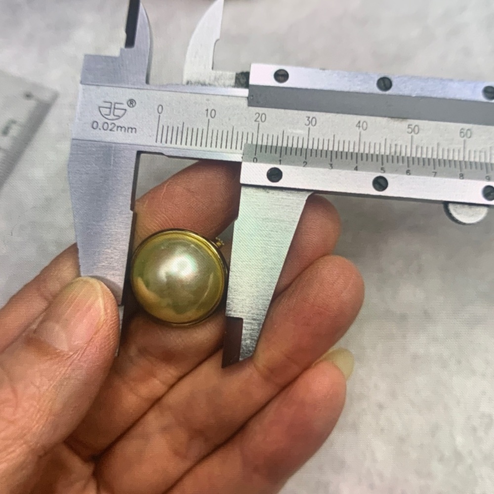 Lustrous Gold Pearl Button Earrings - Picture 4 of 4